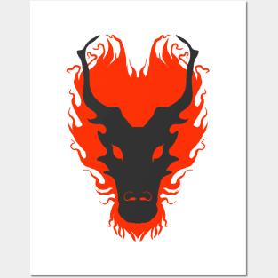 Red dragon head Posters and Art